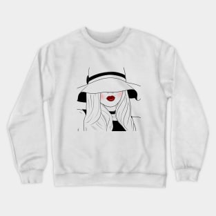 Schöne Frau mit Kussmund - Hut - Frau - Kussmund Crewneck Sweatshirt